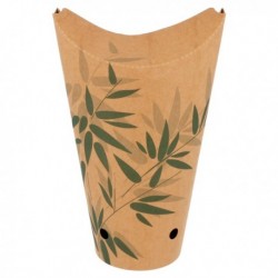 COPOS PARA BATATAS FRITAS C/FECHO FEEL GREEN 22 OZ - 660 ML 200 + 25PE G/M2 8,5x18 CM CASTANHO CARTOLINA (50 UNIDADE)