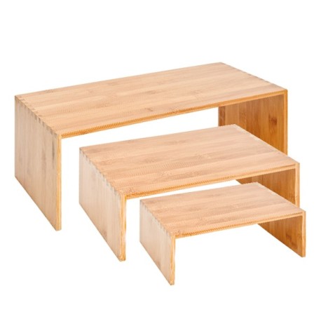 3 U. ELEVADORES BUFFET MÉDIOS NATURAL BAMBÚ (1 UNIDADE)