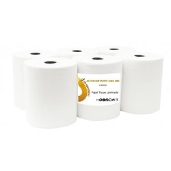 TOALHA SECA MAOS ROLO 2 FLS LINE 100 PASTA LAM. C/ 6 ROLOS (AUTOCORTANTE) 4LINE