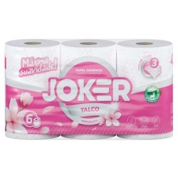 PAPEL HIGIENICO DOMESTICO 3 FLS 42 ROLOS TALCO (7X6) T50 L100 PIGM ROSA JOKER