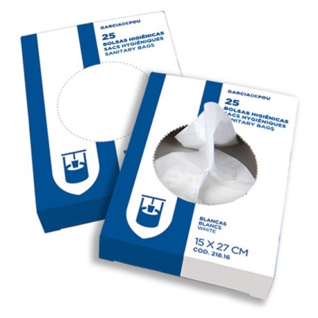 25 UN. SACOS HIGIÉNICOS 15µ 15x27 CM BRANCO PEHD (1 UNIDADE)