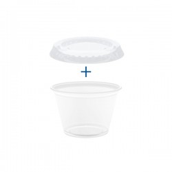 50 TAÇAS PEQUENAS + 50 TAMPAS 60 ML Ø6,2x3,2 CM TRANSPARENTE PP